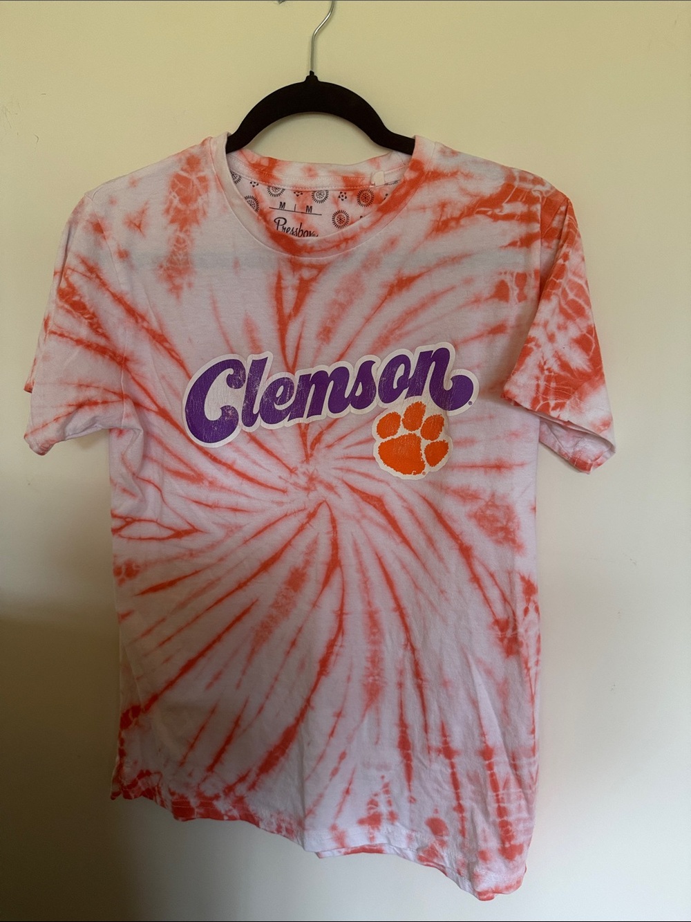 Pressbox Clemson Tie-Dye Tee in Orange, White & Purple
